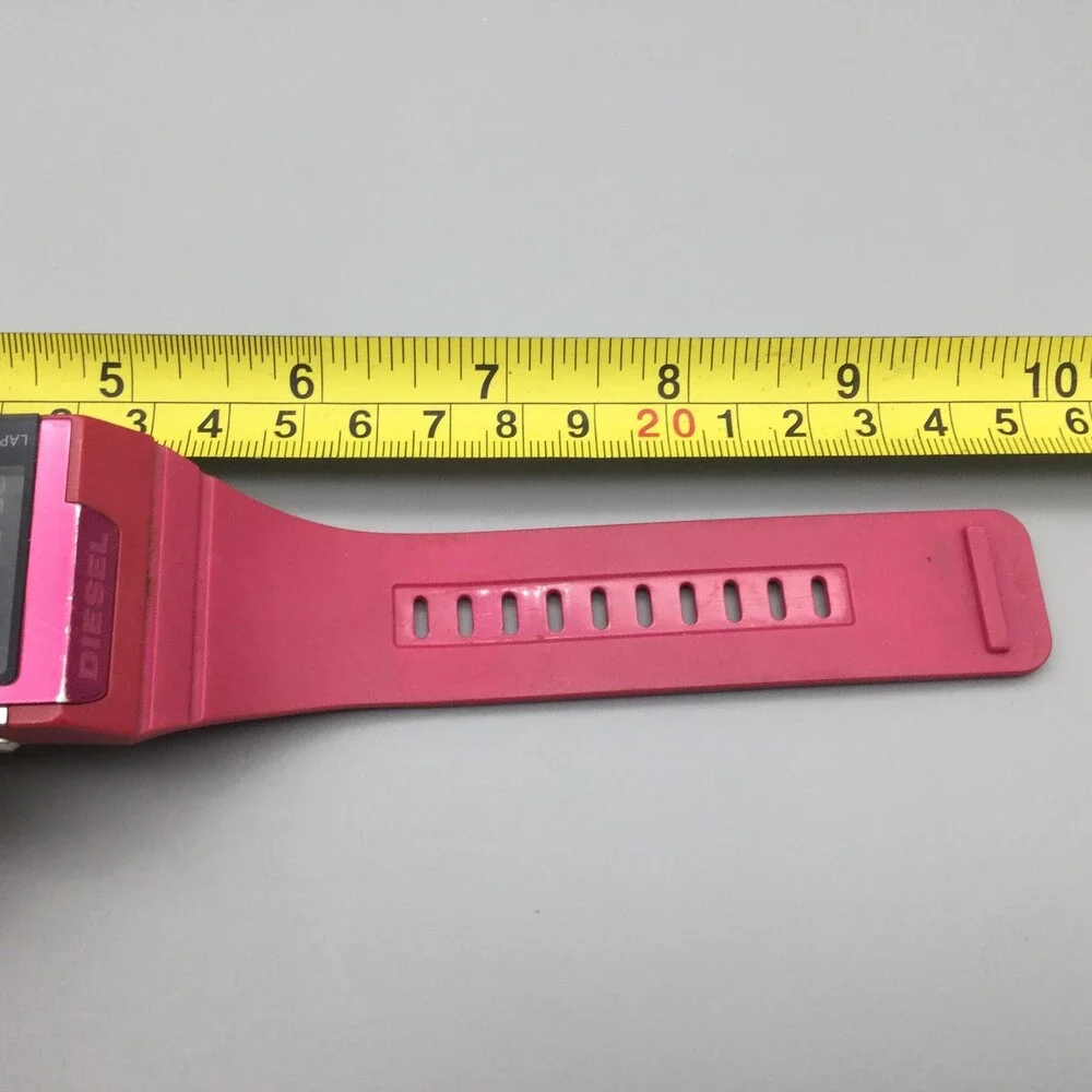 Diesel Womens Watch 38mm Black Digital Pink Rubber Backlight DZ7133 New Battery